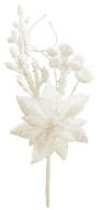 MagicHome Vetvička Vianoce, s kvetom poinsettia, biela, 19 cm - cena, porovnanie