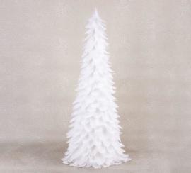 MagicHome Dekorácia Vianoce, Stromček z páperia, biely, 24x60 cm