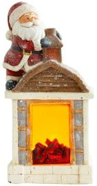 MagicHome Dekorácia Vianoce, Santa s kozubom, 9 LED, keramika, 27,50x19x51 cm