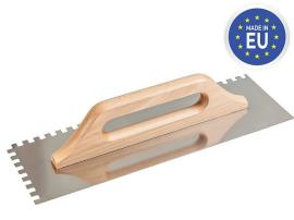 Strend Pro Hladítko Premium, s drev. rúčkou, 270x130 mm, e10mm, 0,7 mm, rovné, nerez