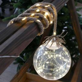 MagicHome Reťaz Vianoce Balldeco, žiarovky, lano, 50 mLED teplá biela, 3xAA, IP20, interiér, L-0,50