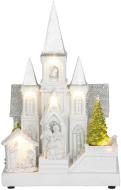 MagicHome Dekorácia Vianoce, Kostol s betlehemom, 6 LED biela, 3xAA, interiér, 17x13x25 cm - cena, porovnanie