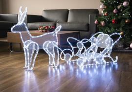 MagicHome Dekorácia Vianoce, Sob so saňami, 312 LED studená biela