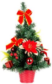 MagicHome vianočný stromček ozdobený, červený 40cm