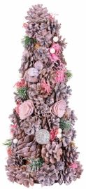 MagicHome vianočný stromček ozdobený, ružový 40cm
