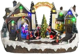 MagicHome Dekorácia Vianoce, Dedinka, 15 LED, farebná s melódiami