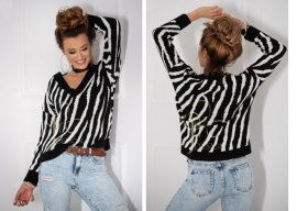 Fashionweek Pletený luxusný dámsky sveter ZEBRA