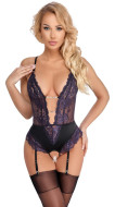 Cottelli Crotchless Lace Body with Suspenders - cena, porovnanie