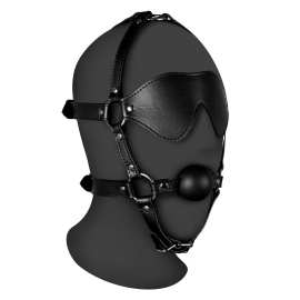 Ouch! Xtreme Blindfolded Head Harness with Solid Ball Gag