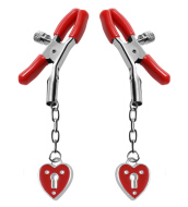 Master Series Crimson Tied Charmed Heart Padlock Nipple Clamps - cena, porovnanie