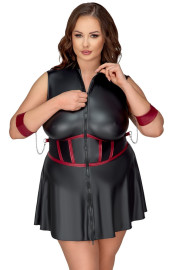 Cottelli Bondage Matte Look Mini Dress with Cuffs & Eye Mask