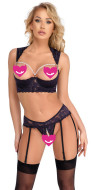 Cottelli Longline Shelf Bra & Suspender Thong Set - cena, porovnanie