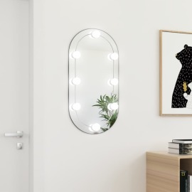 vidaXL Zrkadlo s LED svetlami 80x40 cm sklenené oválne