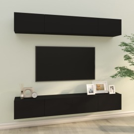 vidaXL Nástenné TV skrinky 4 ks čierne 100x30x30 cm