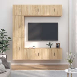 vidaXL 7-dielna súprava TV skriniek dub sonoma spracované drevo