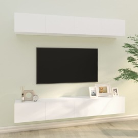 vidaXL Nástenné TV skrinky 4 ks biele 100x30x30 cm