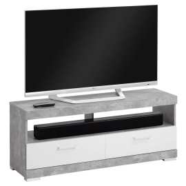FMD TV/Hi-Fi stojan betónovo sivý a lesklý biely