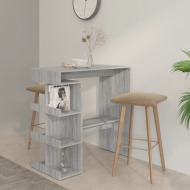 vidaXL Barový stolík s úložným regálom sivý dub sonoma 100x50x101,5 cm polyratan - cena, porovnanie