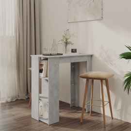vidaXL Barový stôl s poličkou betónový sivý 102x50x103,5 cm drevotrieska