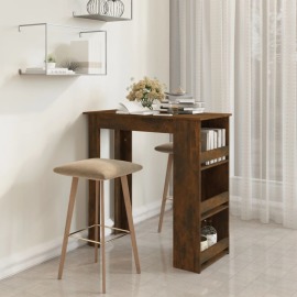 vidaXL Barový stôl s regálom tmavý dub 102x50x103,5 cm drevotrieska