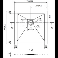 Mexen Stone+ štvorcová sprchová vanička 80x80cm 44708080 - cena, porovnanie