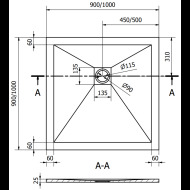 Mexen Stone+ štvorcová sprchová vanička 90x90cm 44619090 - cena, porovnanie