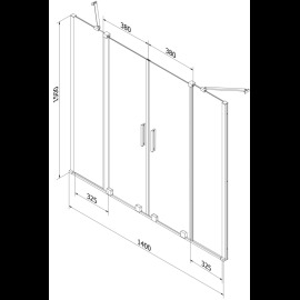 Mexen Velar Duo vaňová zástena 140x150cm 896-140-000-02-70