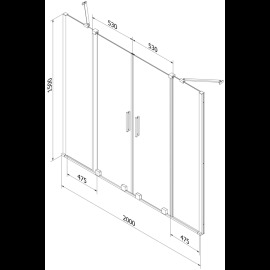 Mexen Velar Duo vaňová zástena 200x150cm 896-200-000-02-01