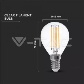 V-Tac LED žiarovka E14 P45 6W 3000K filament A++