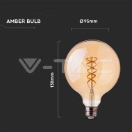 V-Tac LED žiarovka E27 G95 5W 1800K amber filament - cena, porovnanie