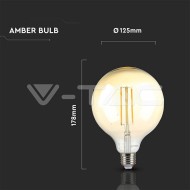 V-Tac LED žiarovka E27 G125 12,5W 2200K amber filament - cena, porovnanie