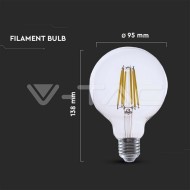 V-Tac LED žiarovka E27 G95 4W 4000K filament - cena, porovnanie