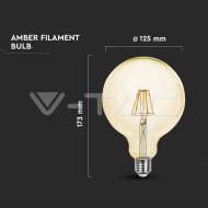 V-Tac LED žiarovka E27 G125 12W 2200K filament - cena, porovnanie