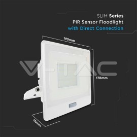 V-Tac PRO LED reflektor 50W 4000K biely so senzorom