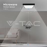 V-Tac LED svietidlo 24W 4000K štvorcové čierne IP44 + mikrovlnný senzor - cena, porovnanie