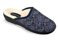 Mjartan Vlnené papuče - modré so vzorom
