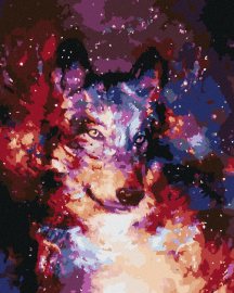 Zuty Abstraktný vlk vo vesmíre, 80x100cm bez rámu a bez napnutia plátna