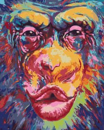 Zuty Bozkávajúca opica, 80x100cm bez rámu a bez napnutia plátna