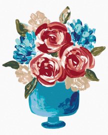 Zuty Červené kvetiny vo váze (Haley Bush), 80x100cm bez rámu a bez napnutia plátna