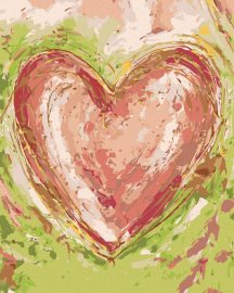 Zuty Červené srdce na zelenom pozadí III (Haley Bush), 80x100cm vypnuté plátno na rám