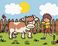Zuty Chlapec s kravou na paši, 80x100cm plátno napnuté na rám - cena, porovnanie