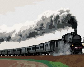 Zuty Čierny parný vlak, 80x100cm plátno napnuté na rám