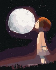 Zuty Dievča bozkávajúce mesiac, 80x100cm plátno napnuté na rám