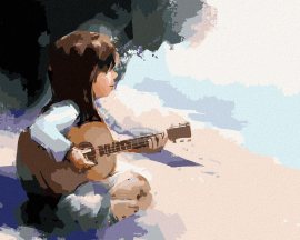 Zuty Dievča hrajúce na gitaru, 80x100cm bez rámu a bez napnutia plátna