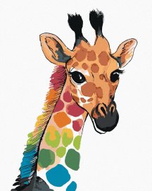 Zuty Dúhová žirafa, 80x100cm plátno napnuté na rám