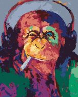 Zuty Fajčiaca opica so slúchadlami, 80x100cm bez rámu a bez napnutia plátna - cena, porovnanie