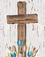 Zuty Hnedý kríž s tulipánmi (Haley Bush), 80x100cm bez rámu a bez napnutia plátna - cena, porovnanie