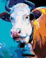 Zuty Krava na modrom pozadí, 80x100cm plátno napnuté na rám - cena, porovnanie