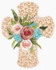 Zuty Kríž s kvetinami (Haley Bush), 80x100cm bez rámu a bez napnutia plátna