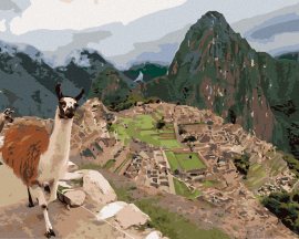 Zuty Lama a machu Picchu, 80x100cm bez rámu a bez vypnutia plátna